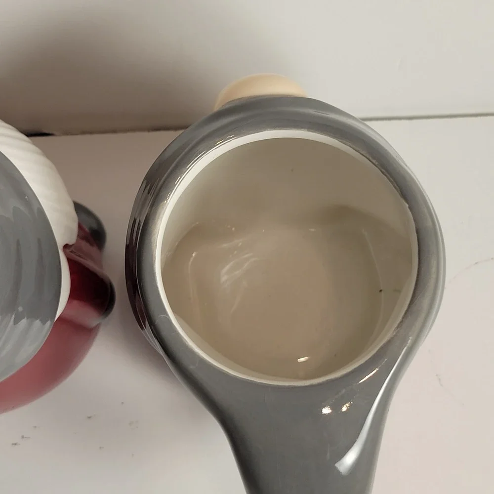 Pottery Barn Gnome Mugs Set of‎ 2 Red Grey Ceramic Holiday Christmas